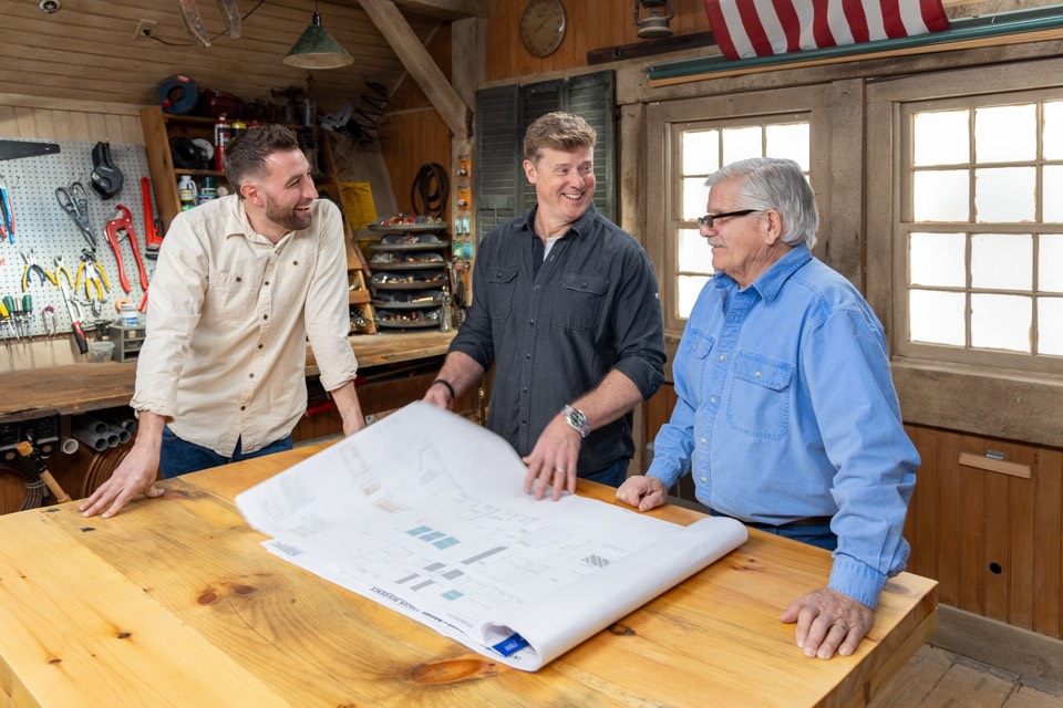 Reviewing blueprints in a workshop