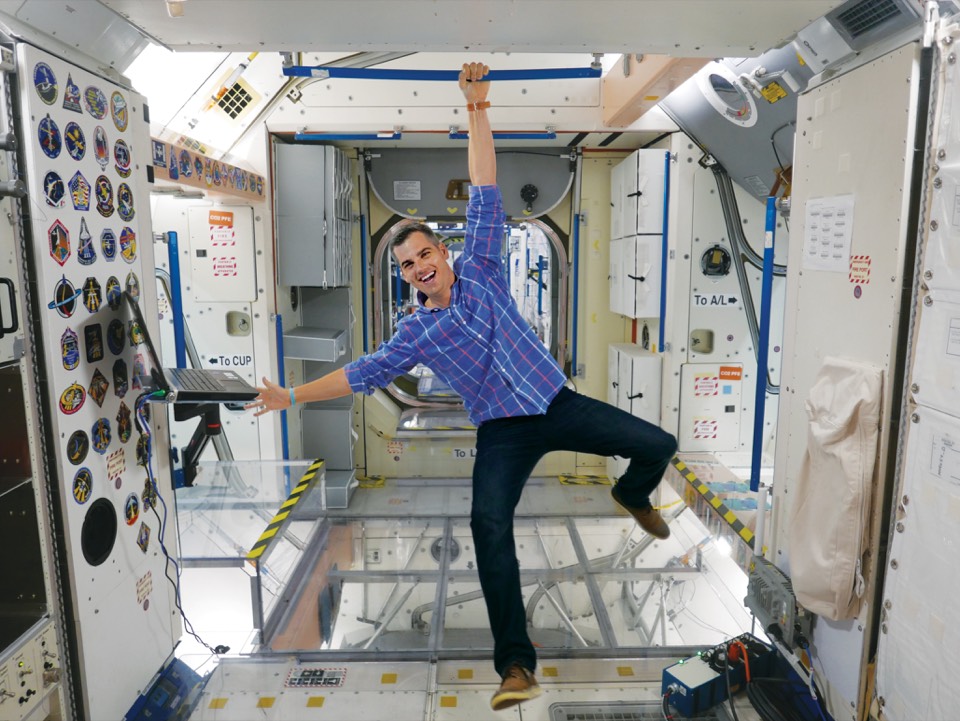An astronaut aboard the International Space Station